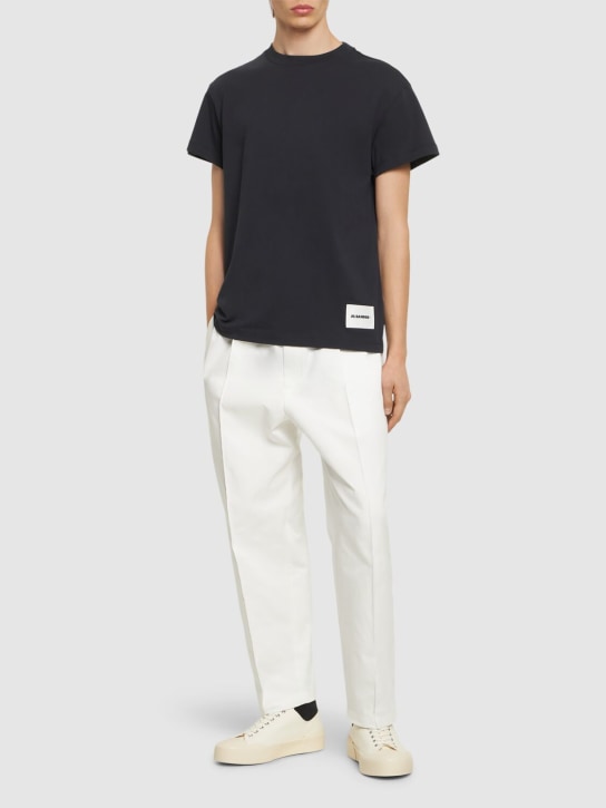 Jil Sander: Plus コットンTシャツ 3枚パック - ミッドナイト - men_1 | Luisa Via Roma