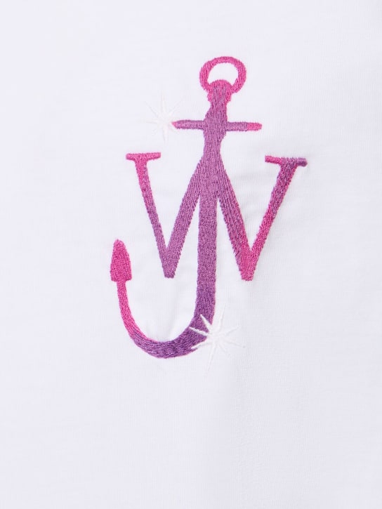 JW Anderson: Embroidered logo jersey t-shirt - women_3 | Luisa Via Roma
