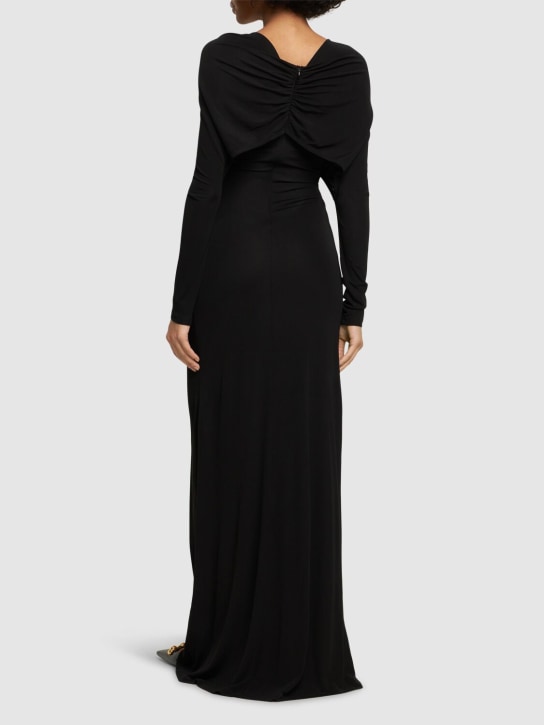 Christopher Esber: Arced Dolman viscose U neck long dress - Black - women_2 | Luisa Via Roma