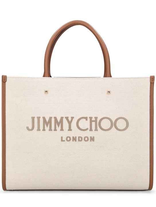 Jimmy Choo: Avenue M recycled cotton tote bag - Natural/Taupe - women_0 | Luisa Via Roma