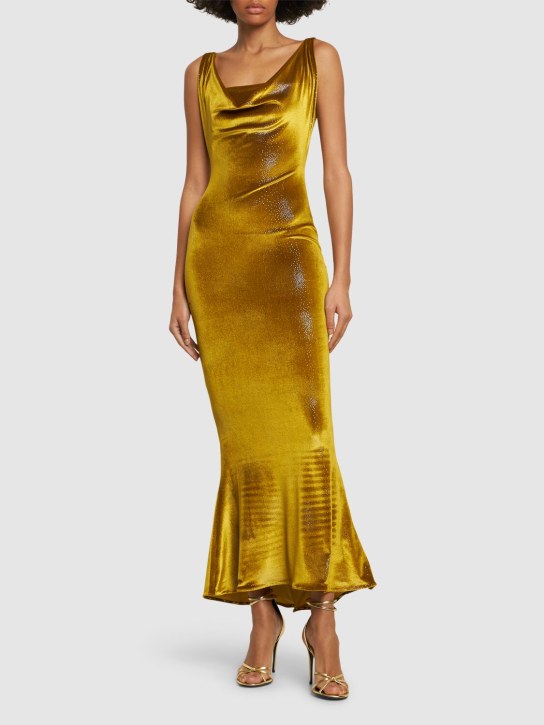 Vivienne Westwood: Liz sleeveless velvet midi dress - Gelb - women_1 | Luisa Via Roma