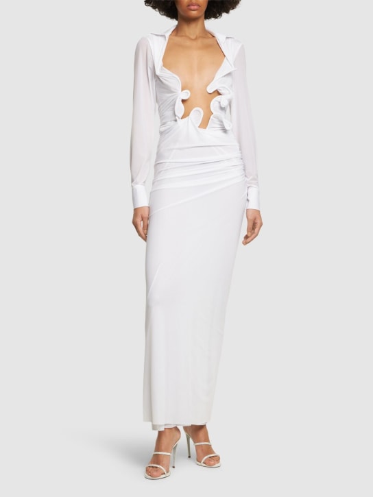 Christopher Esber: Venus Plunge embellished l/s maxi dress - White - women_1 | Luisa Via Roma