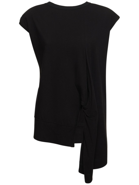 Yohji Yamamoto: Twisted cotton jersey t-shirt - Black - women_0 | Luisa Via Roma