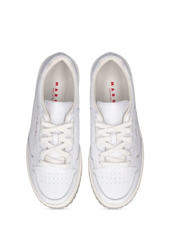 Marni Junior: Sneakers à lacets en cuir avec logo - Blanc - kids-girls_1 | Luisa Via Roma