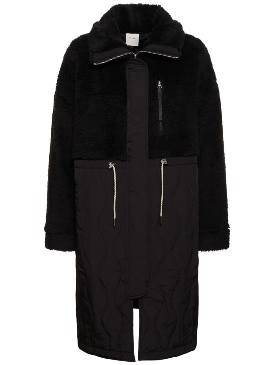 Varley: Walsh quilted sherpa coat - Siyah - women_0 | Luisa Via Roma