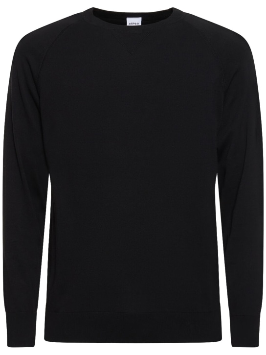 ASPESI: Cotton knit sweater - Siyah - men_0 | Luisa Via Roma
