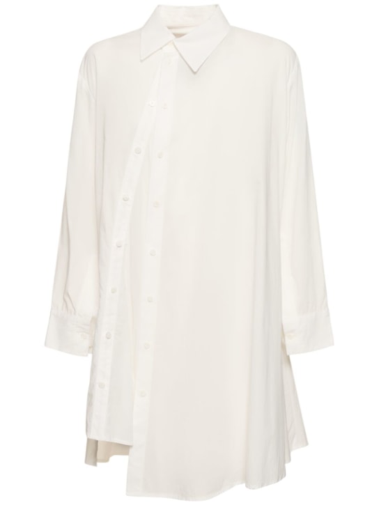 Yohji Yamamoto: Cotton voile asymmetric buttoned shirt - Off White - women_0 | Luisa Via Roma