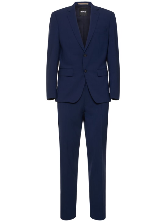 Boss: H-Huge slim fit wool suit - Open Blue - men_0 | Luisa Via Roma