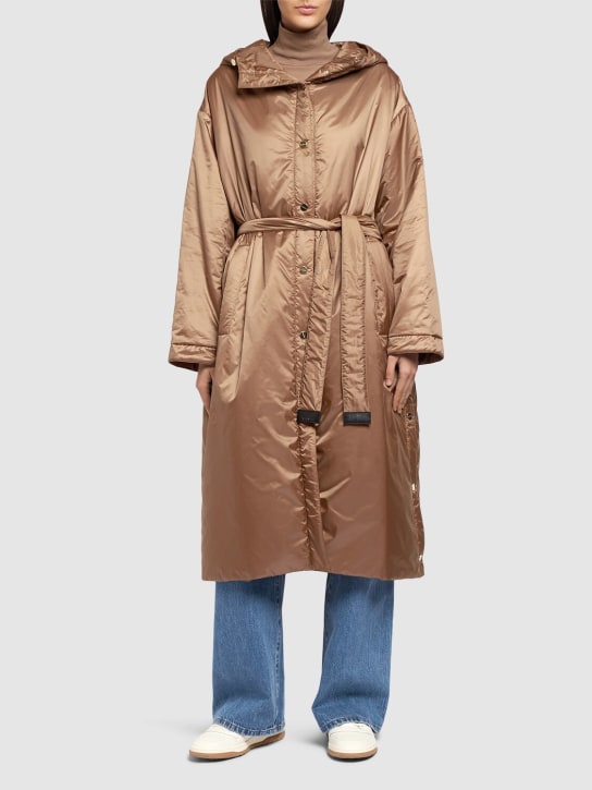 Max Mara: Greenpa padded waterproof long jacket - Brown - women_1 | Luisa Via Roma