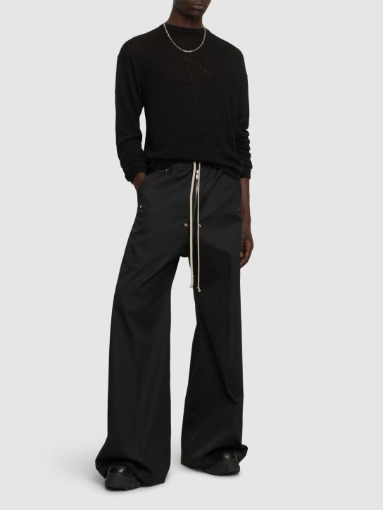 Rick Owens: Pantalones anchos de algodón - Negro - men_1 | Luisa Via Roma