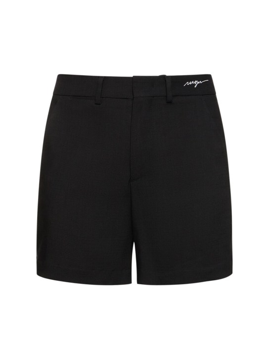MSGM: Logo embroidery viscose blend shorts - Black - men_0 | Luisa Via Roma