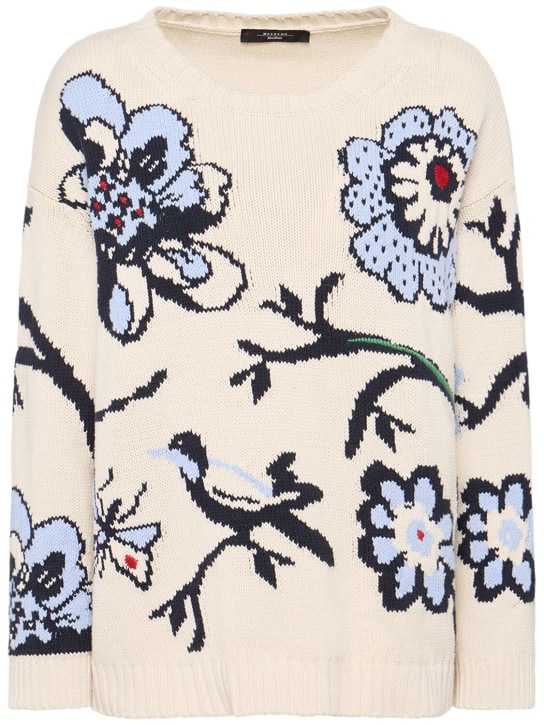 Weekend Max Mara: Dolmen embroidered cotton blend sweater - women_0 | Luisa Via Roma