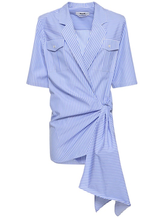MSGM: Cotton poplin mini dress - Açık Mavi - women_0 | Luisa Via Roma