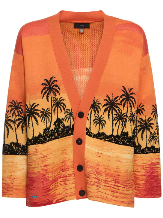 Alanui: Cardigan Kerala in maglia di lana e seta - Arancione - men_0 | Luisa Via Roma