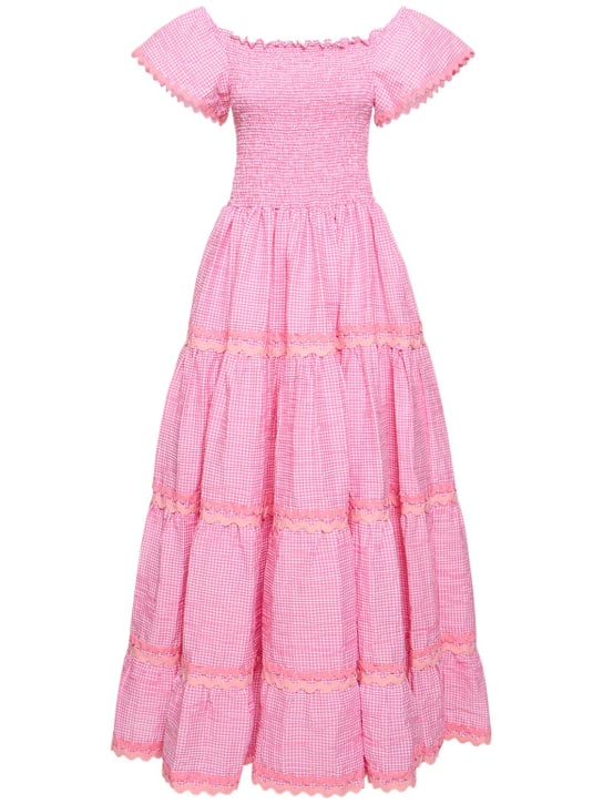 Flora Sardalos: Embroidery cotton off-the-shoulder dress - Pink - women_0 | Luisa Via Roma