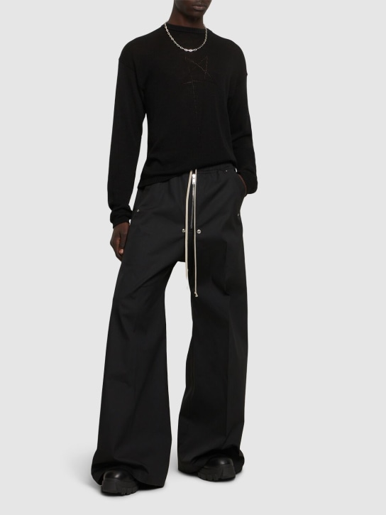 Rick Owens: Suéter de lana de cuello redondo - Negro - men_1 | Luisa Via Roma