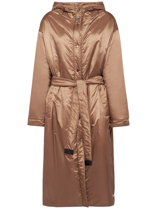 Max Mara: Greenpa padded waterproof long jacket - Brown - women_0 | Luisa Via Roma