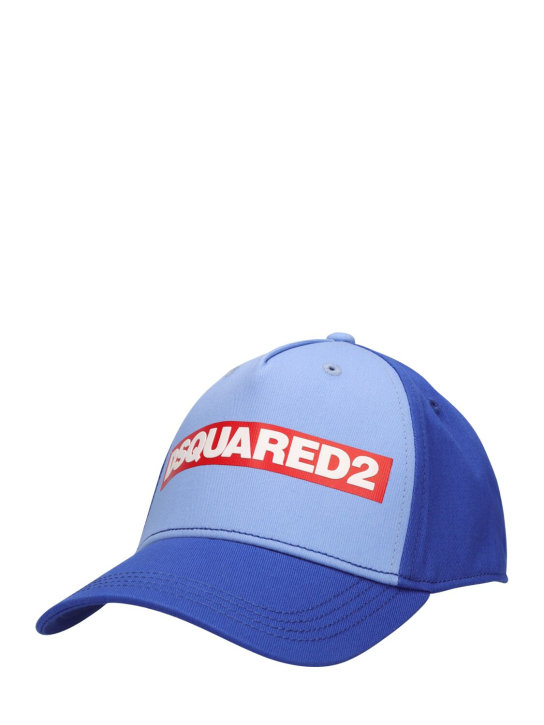 Dsquared2: Logo棉质棒球帽 - 蓝色 - kids-boys_1 | Luisa Via Roma
