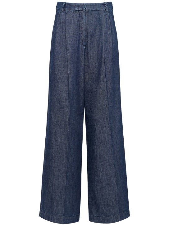 Weekend Max Mara: Pantalon ample en denim taille haute Fuxia - Bleu Foncé - women_0 | Luisa Via Roma