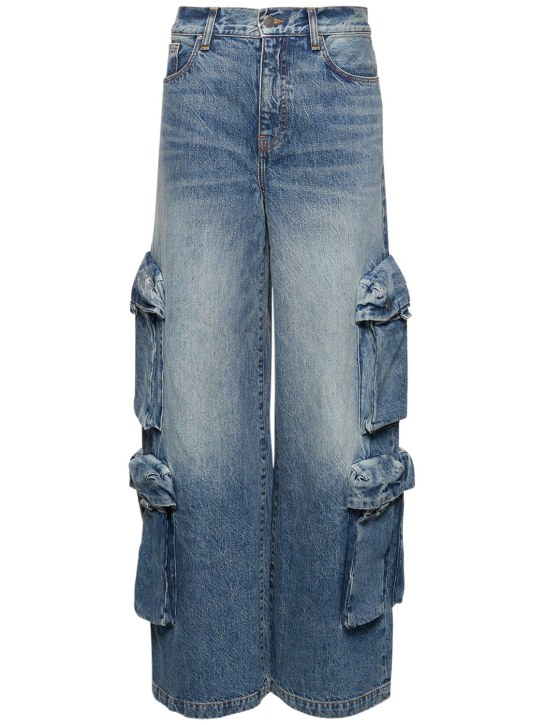 Amiri: Jeans cargo larghi in denim di cotone - Blu - women_0 | Luisa Via Roma