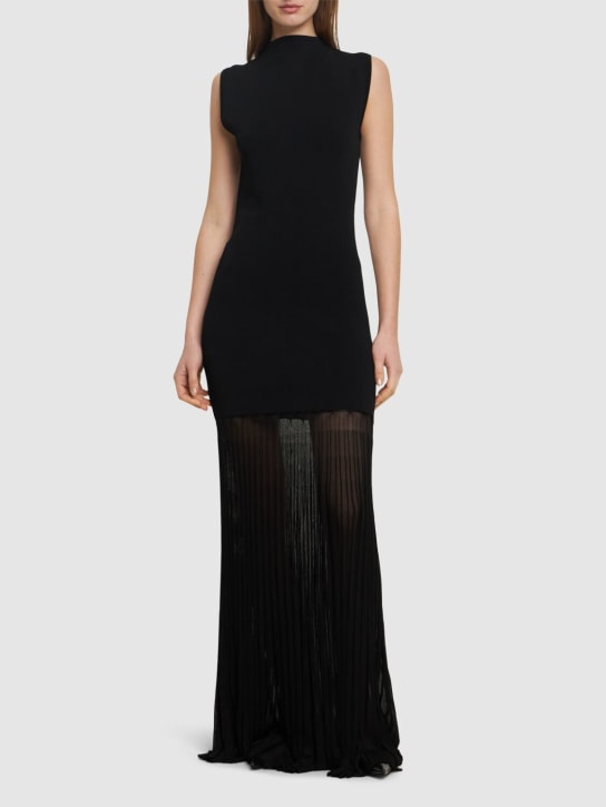 Toteme: Plissé-knitted viscose evening gown - Black - women_1 | Luisa Via Roma