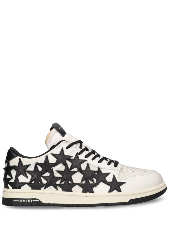 Amiri: Sneakers in pelle con stelle - Bianco/Nero - men_0 | Luisa Via Roma