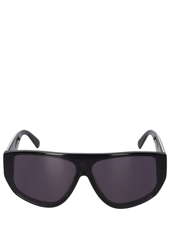 Moncler: Tronn Shield acetate mask sunglasses - Schwarz Glänzen - men_0 | Luisa Via Roma