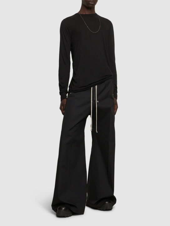 Rick Owens: Camiseta de algodón con manga larga - Negro - men_1 | Luisa Via Roma