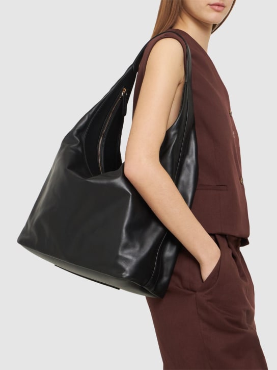 Loulou Studio: Mila leather hobo bag - Black - women_1 | Luisa Via Roma