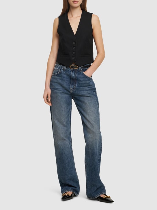 Nili Lotan: Mitchell flared cotton denim jeans - Mavi - women_1 | Luisa Via Roma