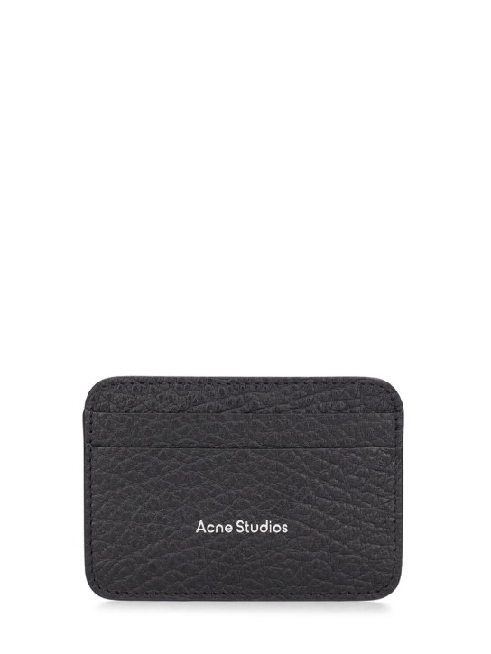 Acne Studios: Porte-cartes en cuir Aroundy - Noir - men_0 | Luisa Via Roma