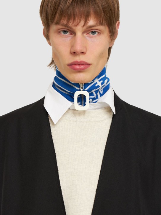 JW Anderson: Wool knit zip-up neckband - Blue - men_1 | Luisa Via Roma