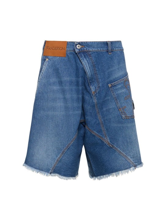 JW Anderson: Shorts de denim de algodón - Azul - men_0 | Luisa Via Roma