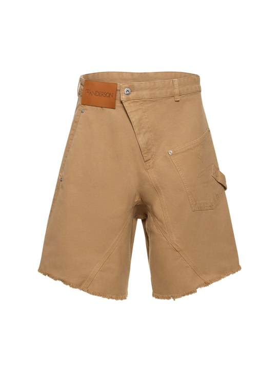 JW Anderson: Twisted cotton workwear shorts - Bej - men_0 | Luisa Via Roma