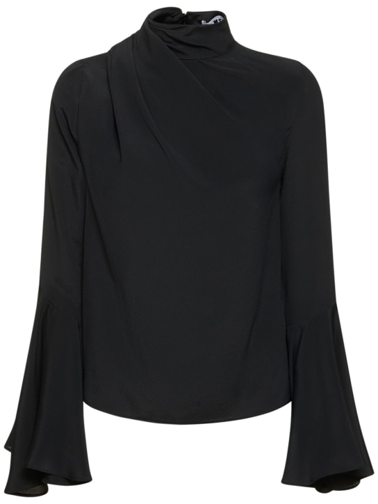 MSGM: Camisa de seda - Negro - women_0 | Luisa Via Roma