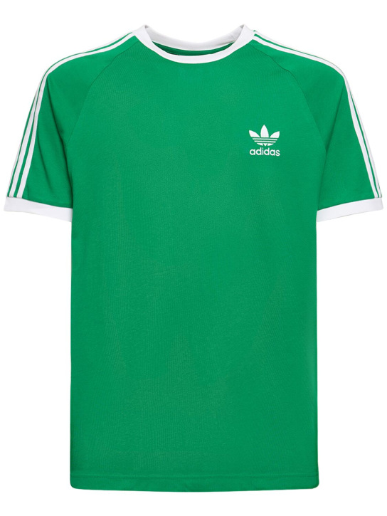 adidas Originals: 3-Stripes cotton t-shirt - Yeşil/Beyaz - men_0 | Luisa Via Roma
