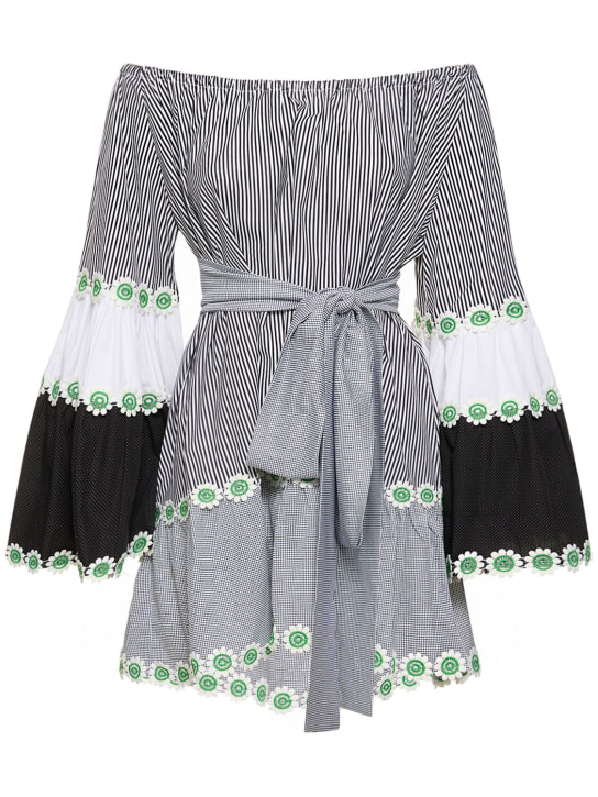 Flora Sardalos: Striped cotton off-the-shoulder dress - Renkli - women_0 | Luisa Via Roma