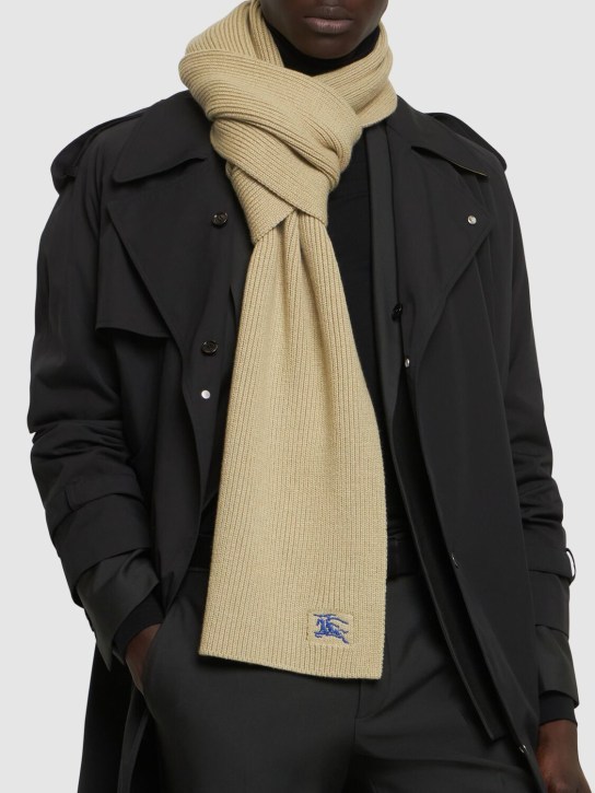 Burberry: EKD Logo cashmere scarf - Beige - men_1 | Luisa Via Roma