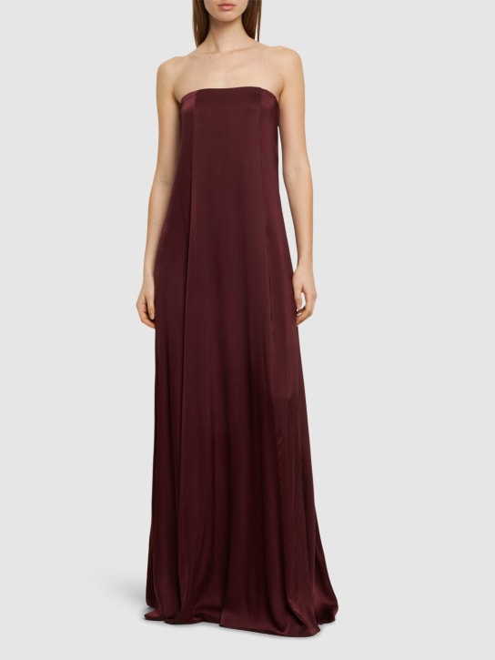 Forte_forte: Stretch silk satin dress - Brown - women_1 | Luisa Via Roma