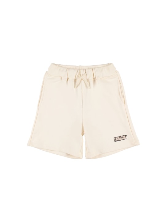MSGM: Cotton sweat shorts w/pockets - Beyaz - kids-boys_0 | Luisa Via Roma
