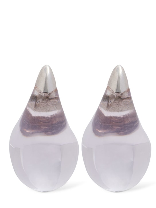 Bottega Veneta: Drop resin & sterling silver earrings - Transparent - women_1 | Luisa Via Roma