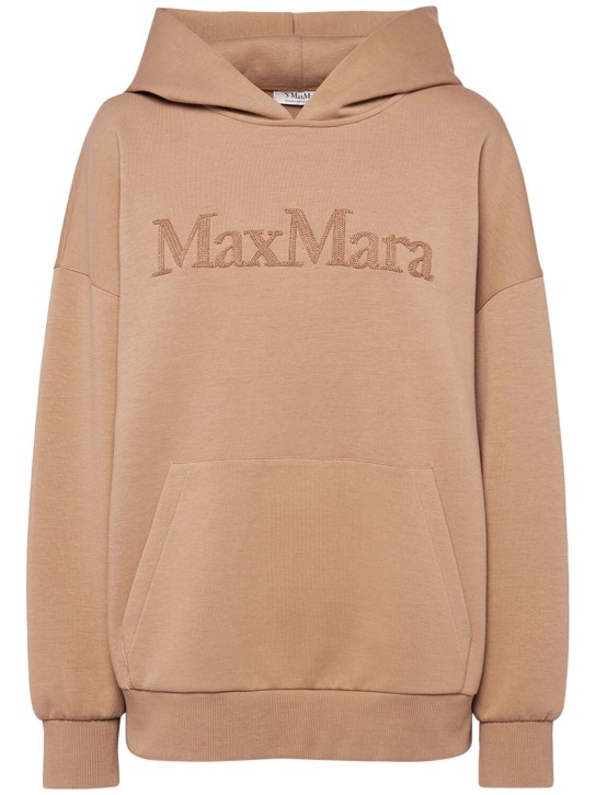'S Max Mara: Sapore logo平纹针织连帽卫衣 - 米黄色 - women_0 | Luisa Via Roma