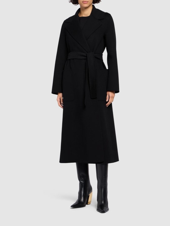 'S Max Mara: Paolore belted wool long coat - Black - women_1 | Luisa Via Roma