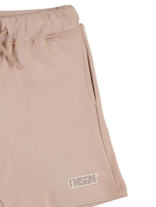 MSGM: Cotton sweat shorts w/pockets - Beige - kids-boys_1 | Luisa Via Roma