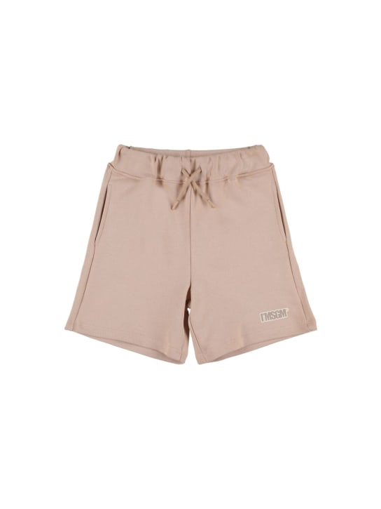 MSGM: Cotton sweat shorts w/pockets - Beige - kids-boys_0 | Luisa Via Roma