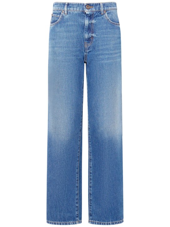 Weekend Max Mara: Jeans rectos con cintura alta - Azul Claro - women_0 | Luisa Via Roma