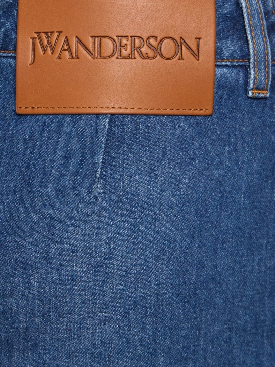 JW Anderson: Twisted cotton denim mini skirt - Light Blue - women_3 | Luisa Via Roma