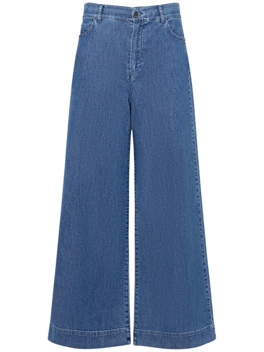 'S Max Mara: Jeans anchos con cintura alta - Azul - women_0 | Luisa Via Roma