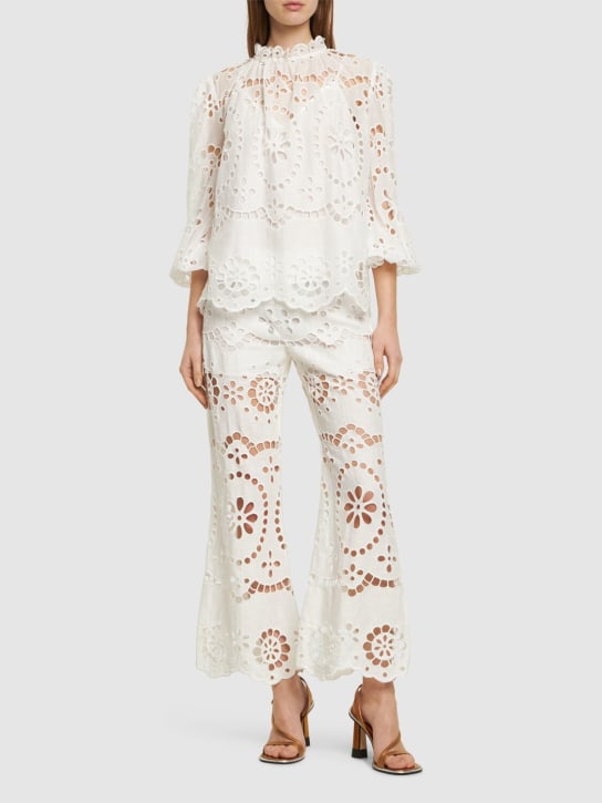 Zimmermann: Lexi embroidered cotton shirt - Ivory - women_1 | Luisa Via Roma
