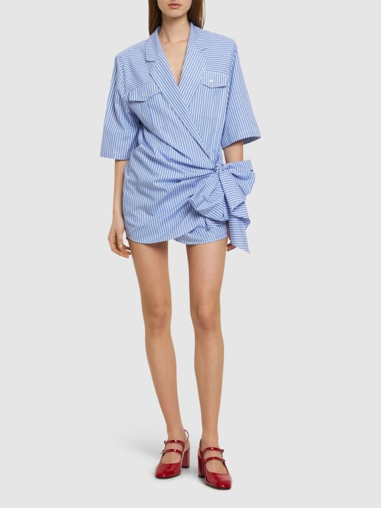 MSGM: Robe courte en popeline de coton - Bleu Clair - women_1 | Luisa Via Roma